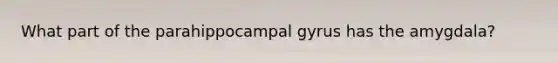 What part of the parahippocampal gyrus has the amygdala?