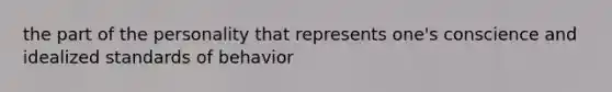 the part of the personality that represents one's conscience and idealized standards of behavior