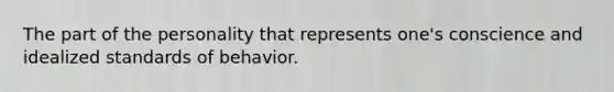 The part of the personality that represents one's conscience and idealized standards of behavior.