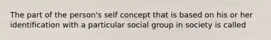 The part of the person's self concept that is based on his or her identification with a particular social group in society is called