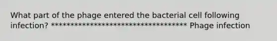 What part of the phage entered the bacterial cell following infection? *********************************** Phage infection