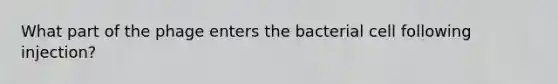 What part of the phage enters the bacterial cell following injection?