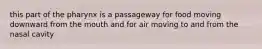 this part of the pharynx is a passageway for food moving downward from the mouth and for air moving to and from the nasal cavity