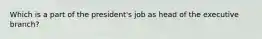 Which is a part of the president's job as head of the executive branch?