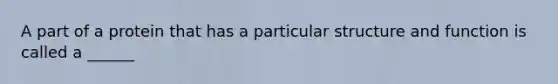 A part of a protein that has a particular structure and function is called a ______