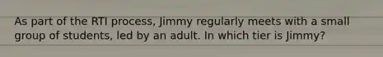 As part of the RTI process, Jimmy regularly meets with a small group of students, led by an adult. In which tier is Jimmy?