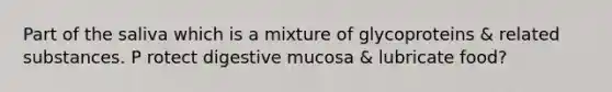 Part of the saliva which is a mixture of glycoproteins & related substances. P rotect digestive mucosa & lubricate food?