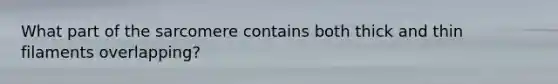 What part of the sarcomere contains both thick and thin filaments overlapping?