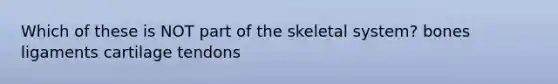 Which of these is NOT part of the skeletal system? bones ligaments cartilage tendons