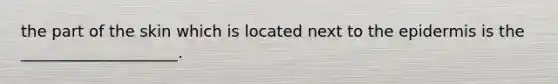 the part of the skin which is located next to the epidermis is the ____________________.