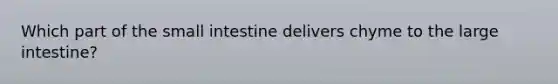 Which part of <a href='https://www.questionai.com/knowledge/kt623fh5xn-the-small-intestine' class='anchor-knowledge'>the small intestine</a> delivers chyme to the <a href='https://www.questionai.com/knowledge/kGQjby07OK-large-intestine' class='anchor-knowledge'>large intestine</a>?