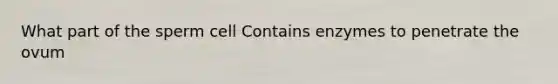 What part of the sperm cell Contains enzymes to penetrate the ovum