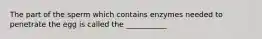 The part of the sperm which contains enzymes needed to penetrate the egg is called the ___________