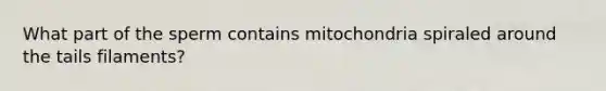 What part of the sperm contains mitochondria spiraled around the tails filaments?