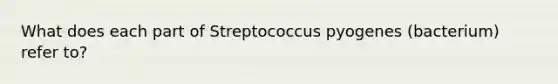 What does each part of Streptococcus pyogenes (bacterium) refer to?