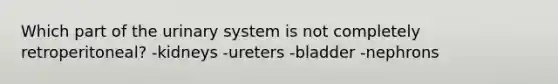 Which part of the urinary system is not completely retroperitoneal? -kidneys -ureters -bladder -nephrons