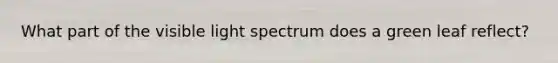 What part of the visible light spectrum does a green leaf reflect?