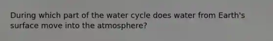 During which part of the water cycle does water from Earth's surface move into the atmosphere?