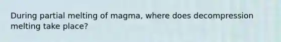 During partial melting of magma, where does decompression melting take place?