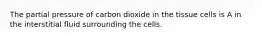 The partial pressure of carbon dioxide in the tissue cells is A in the interstitial fluid surrounding the cells.