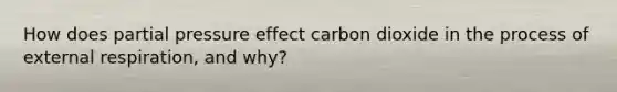 How does partial pressure effect carbon dioxide in the process of external respiration, and why?