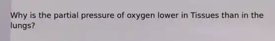 Why is the partial pressure of oxygen lower in Tissues than in the lungs?