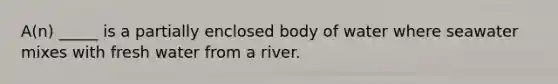 A(n) _____ is a partially enclosed body of water where seawater mixes with fresh water from a river.