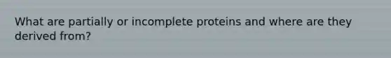 What are partially or incomplete proteins and where are they derived from?