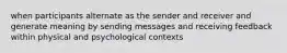 when participants alternate as the sender and receiver and generate meaning by sending messages and receiving feedback within physical and psychological contexts