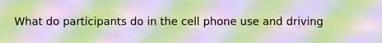 What do participants do in the cell phone use and driving