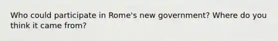 Who could participate in Rome's new government? Where do you think it came from?