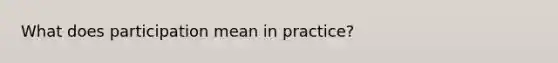 What does participation mean in practice?