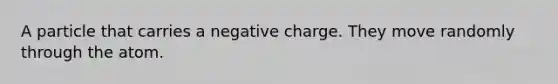 A particle that carries a negative charge. They move randomly through the atom.