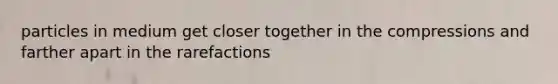 particles in medium get closer together in the compressions and farther apart in the rarefactions