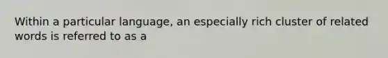 Within a particular language, an especially rich cluster of related words is referred to as a