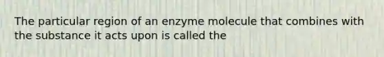 The particular region of an enzyme molecule that combines with the substance it acts upon is called the