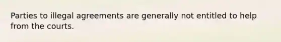 Parties to illegal agreements are generally not entitled to help from the courts.