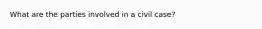 What are the parties involved in a civil case?