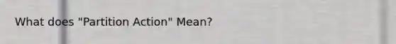 What does "Partition Action" Mean?