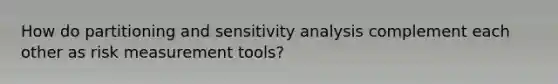 How do partitioning and <a href='https://www.questionai.com/knowledge/kNtHhT385o-sensitivity-analysis' class='anchor-knowledge'>sensitivity analysis</a> complement each other as risk measurement tools?