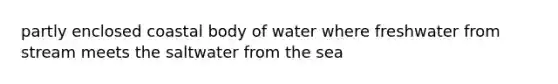 partly enclosed coastal body of water where freshwater from stream meets the saltwater from the sea