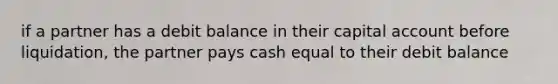 if a partner has a debit balance in their capital account before liquidation, the partner pays cash equal to their debit balance