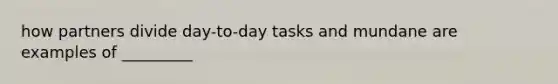 how partners divide day-to-day tasks and mundane are examples of _________