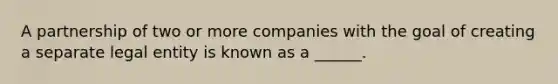 A partnership of two or more companies with the goal of creating a separate legal entity is known as a ______.