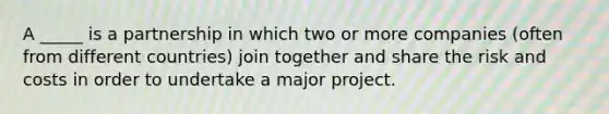 A _____ is a partnership in which two or more companies (often from different countries) join together and share the risk and costs in order to undertake a major project.