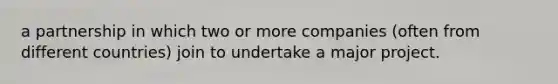 a partnership in which two or more companies (often from different countries) join to undertake a major project.