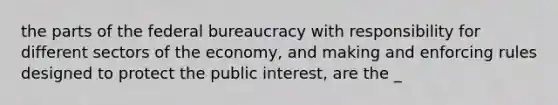 the parts of the federal bureaucracy with responsibility for different sectors of the economy, and making and enforcing rules designed to protect the public interest, are the _