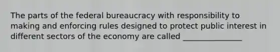 The parts of the federal bureaucracy with responsibility to making and enforcing rules designed to protect public interest in different sectors of the economy are called _______________