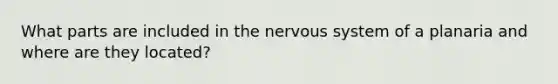 What parts are included in the <a href='https://www.questionai.com/knowledge/kThdVqrsqy-nervous-system' class='anchor-knowledge'>nervous system</a> of a planaria and where are they located?