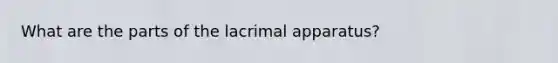 What are the parts of the lacrimal apparatus?